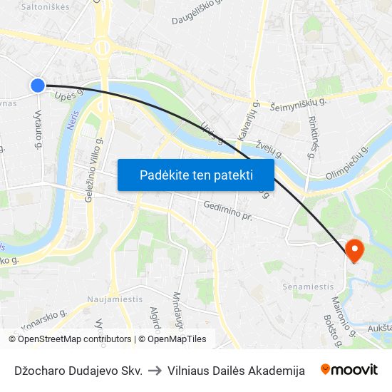 Džocharo Dudajevo Skv. to Vilniaus Dailės Akademija map