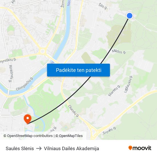 Saulės Slėnis to Vilniaus Dailės Akademija map