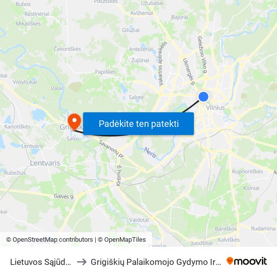 Lietuvos Sąjūdžio Kelias to Grigiškių Palaikomojo Gydymo Ir Slaugos Ligoninė map