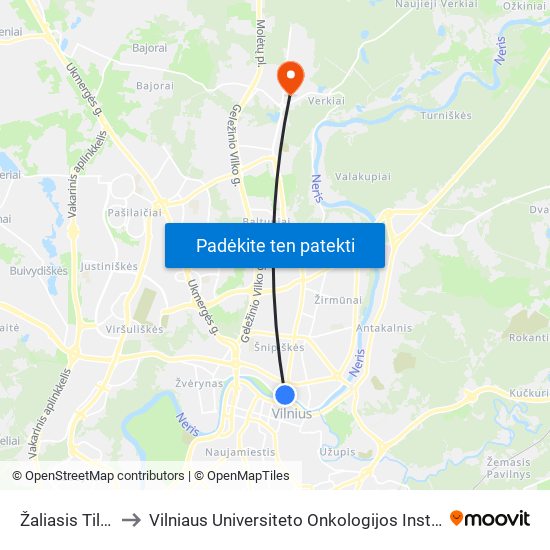 Žaliasis Tiltas to Vilniaus Universiteto Onkologijos Institutas map