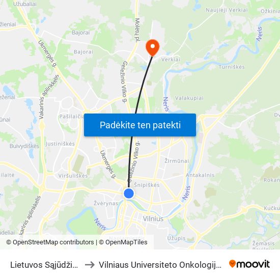 Lietuvos Sąjūdžio Kelias to Vilniaus Universiteto Onkologijos Institutas map