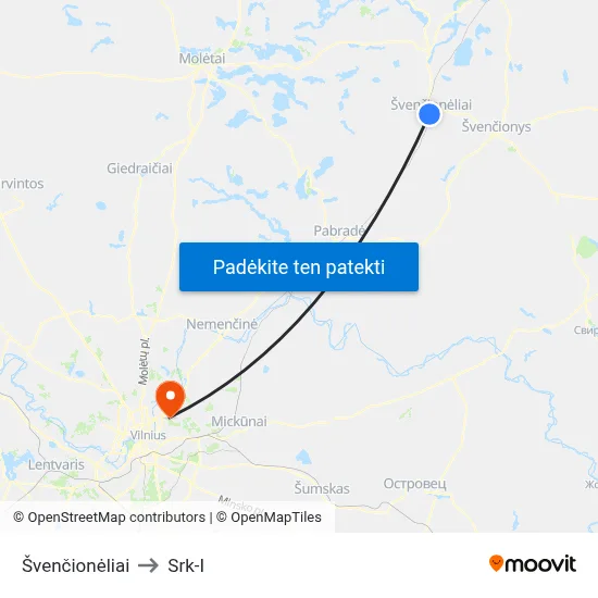 Švenčionėliai to Srk-I map