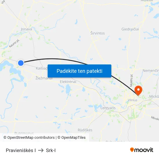 Pravieniškės I to Srk-I map