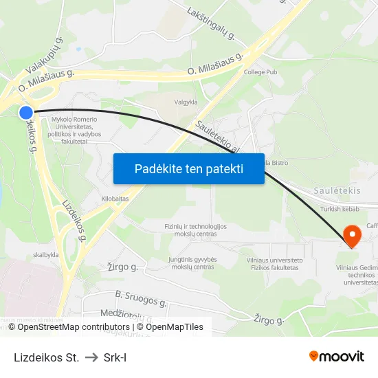 Lizdeikos St. to Srk-I map