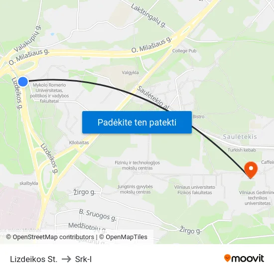 Lizdeikos St. to Srk-I map