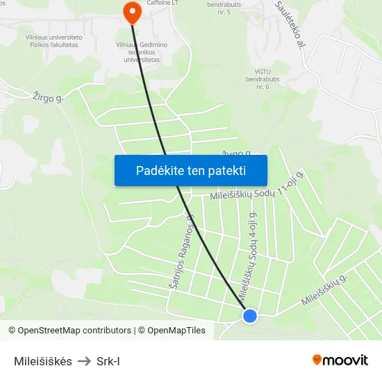 Mileišiškės to Srk-I map