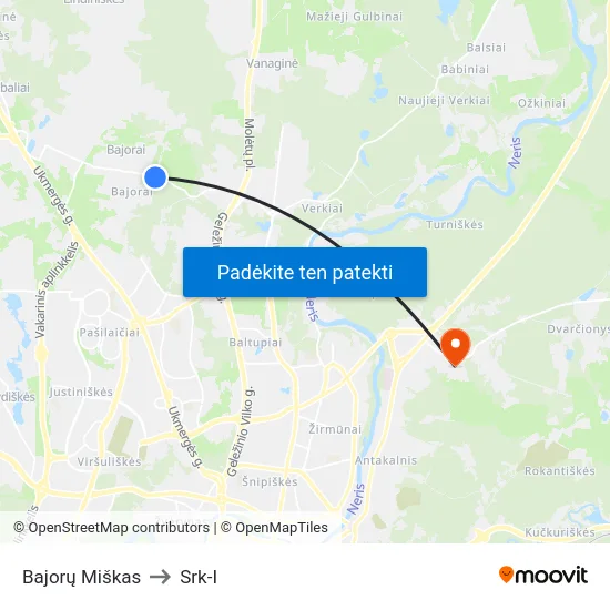 Bajorų Miškas to Srk-I map