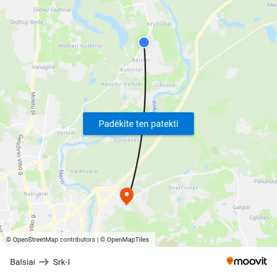 Balsiai to Srk-I map