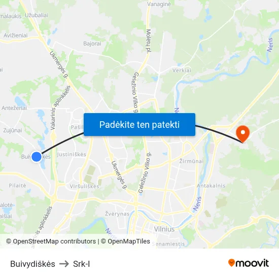 Buivydiškės to Srk-I map