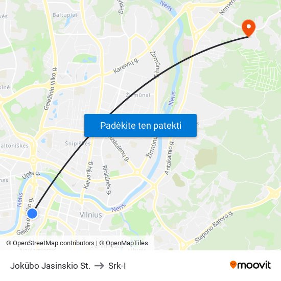 Jokūbo Jasinskio St. to Srk-I map