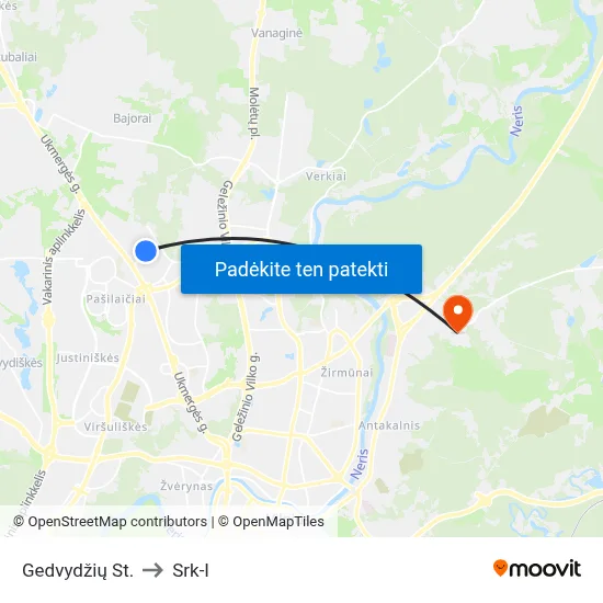 Gedvydžių St. to Srk-I map