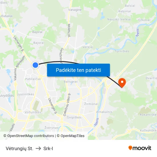 Vėtrungių St. to Srk-I map