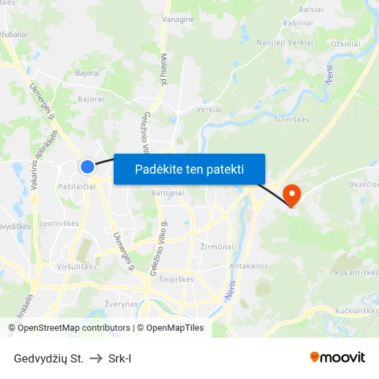 Gedvydžių St. to Srk-I map