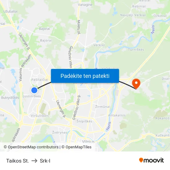 Taikos St. to Srk-I map