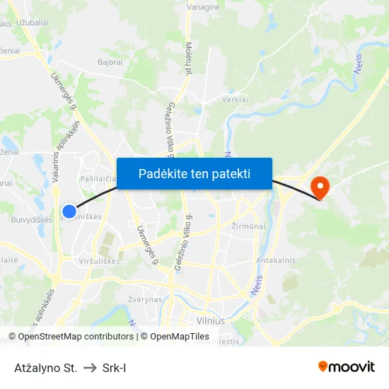 Atžalyno St. to Srk-I map