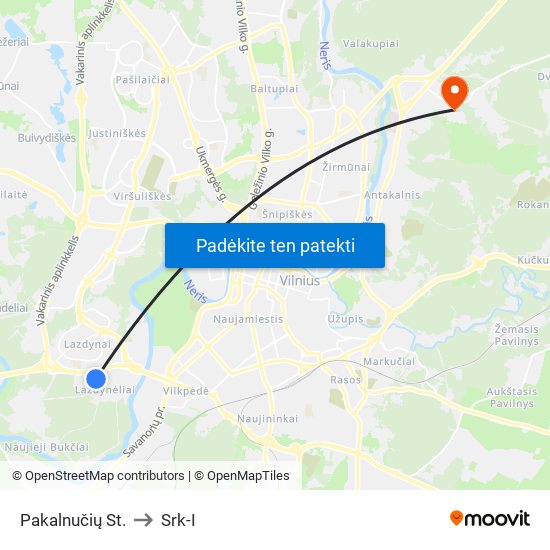 Pakalnučių St. to Srk-I map