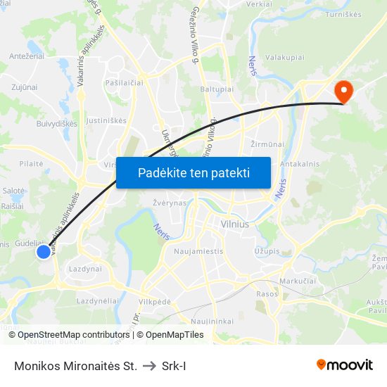 Monikos Mironaitės St. to Srk-I map