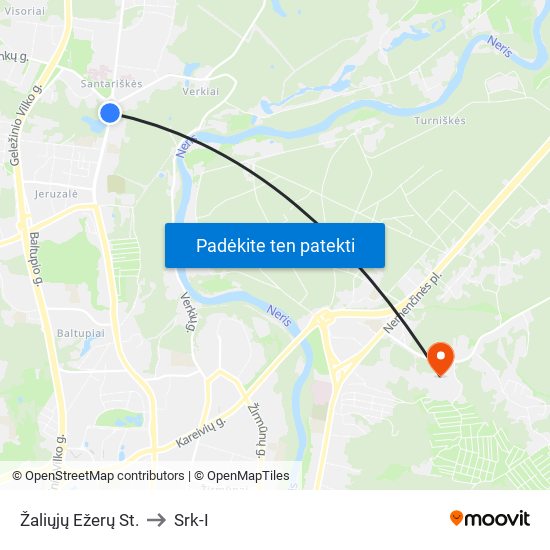 Žaliųjų Ežerų St. to Srk-I map