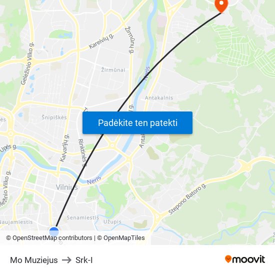 Mo Muziejus to Srk-I map