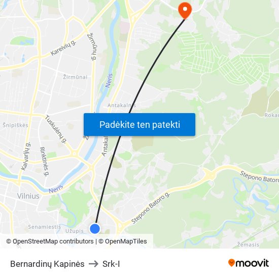 Bernardinų Kapinės to Srk-I map