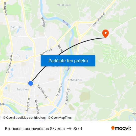 Broniaus Laurinavičiaus Skveras to Srk-I map