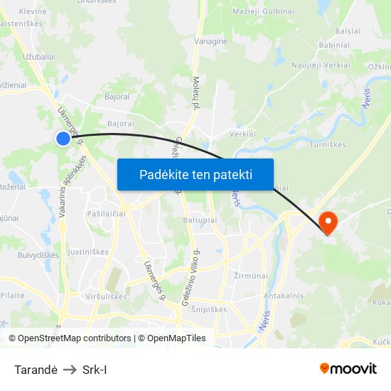 Tarandė to Srk-I map