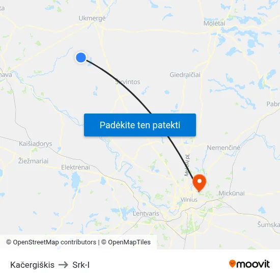 Kačergiškis to Srk-I map
