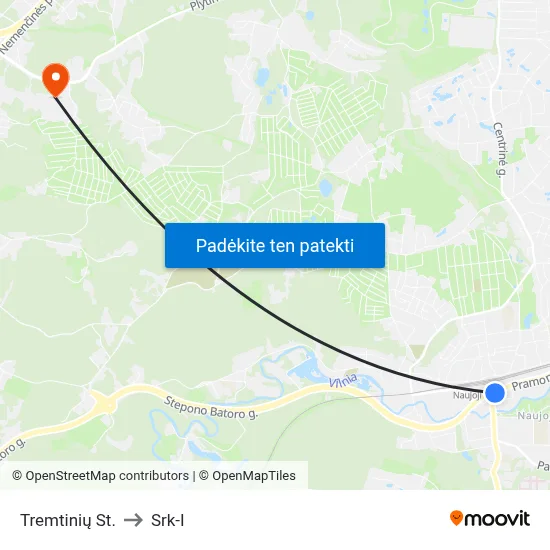 Tremtinių St. to Srk-I map