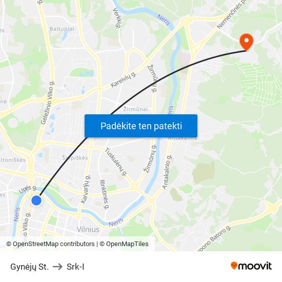 Gynėjų St. to Srk-I map