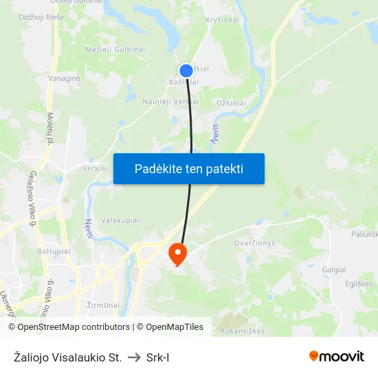 Žaliojo Visalaukio St. to Srk-I map