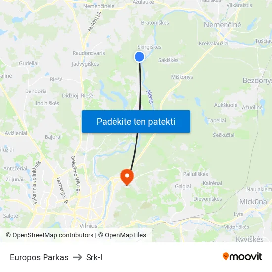 Europos Parkas to Srk-I map