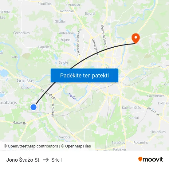 Jono Švažo St. to Srk-I map