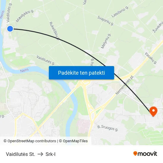 Vaidilutės St. to Srk-I map