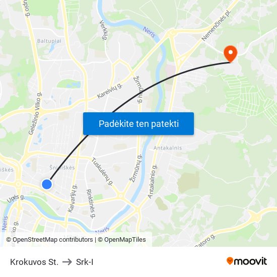 Krokuvos St. to Srk-I map
