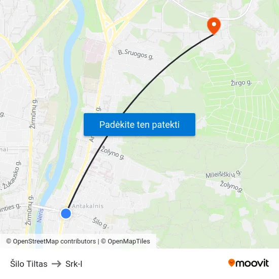 Šilo Tiltas to Srk-I map