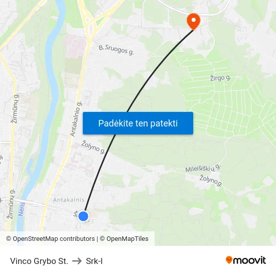 Vinco Grybo St. to Srk-I map
