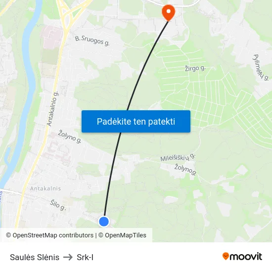 Saulės Slėnis to Srk-I map