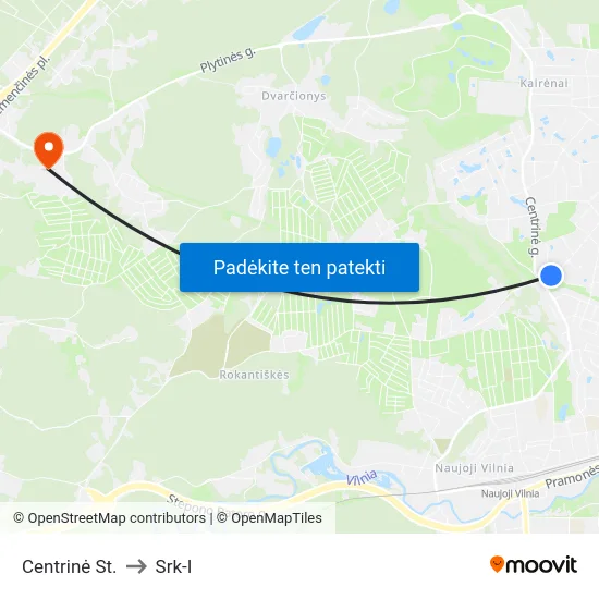 Centrinė St. to Srk-I map