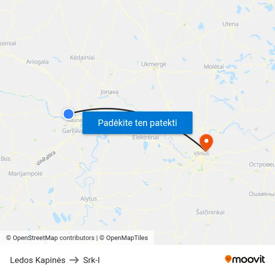 Ledos Kapinės to Srk-I map
