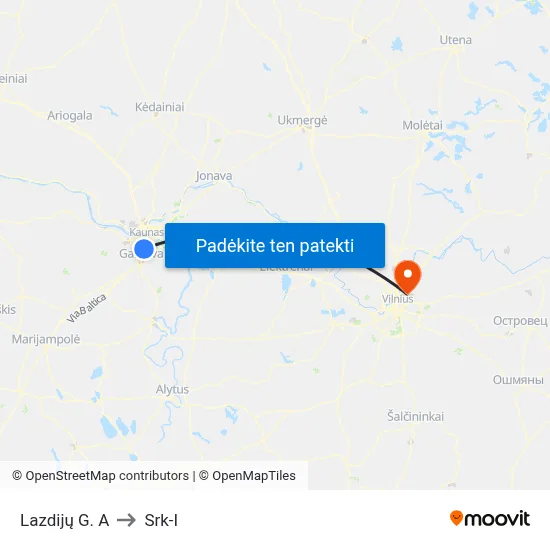 Lazdijų G. A to Srk-I map