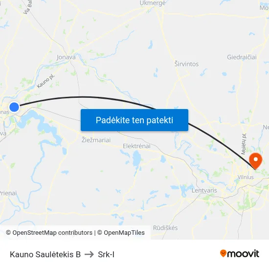 Kauno Saulėtekis B to Srk-I map