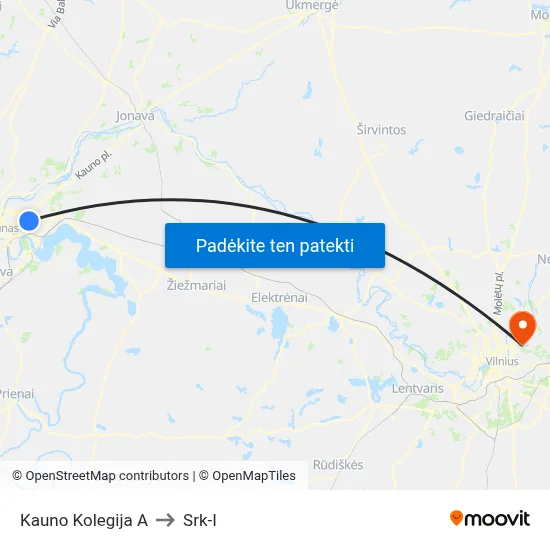 Kauno Kolegija A to Srk-I map