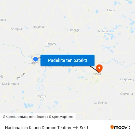 Nacionalinis Kauno Dramos Teatras to Srk-I map