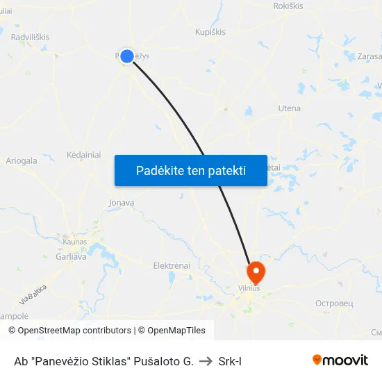 Ab "Panevėžio Stiklas" Pušaloto G. to Srk-I map