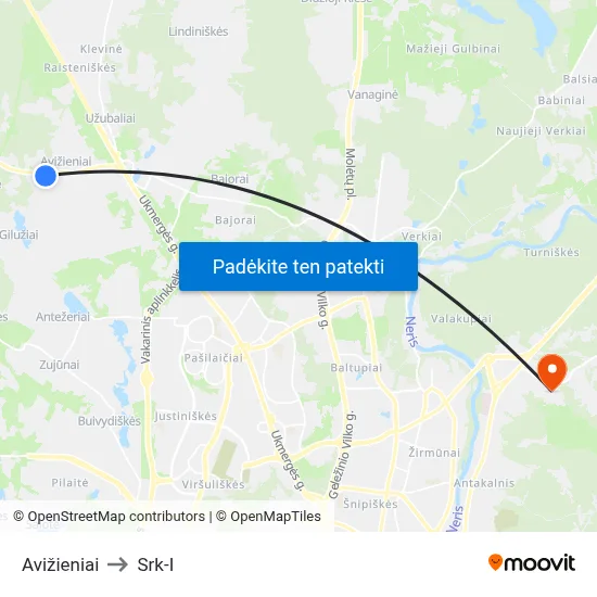 Avižieniai to Srk-I map