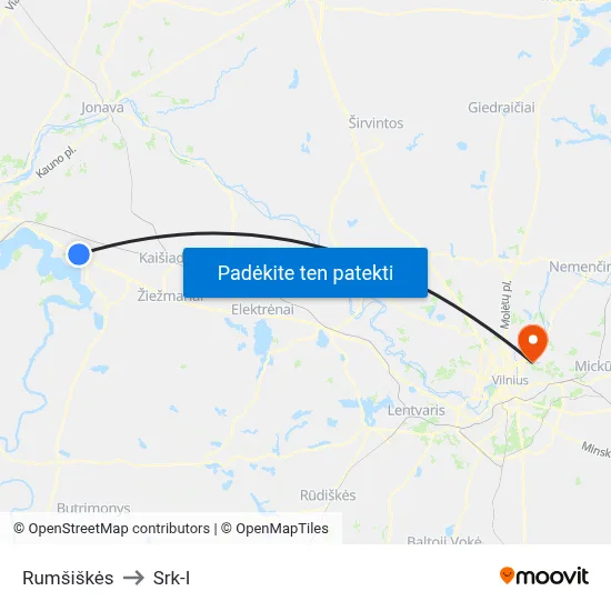 Rumšiškės to Srk-I map