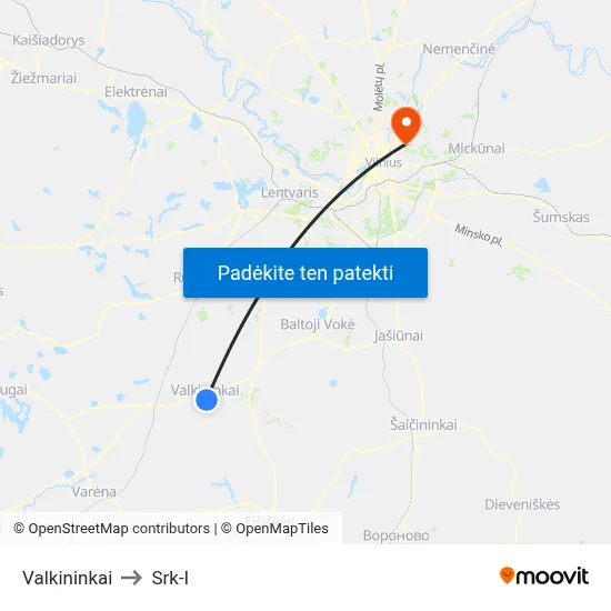 Valkininkai to Srk-I map