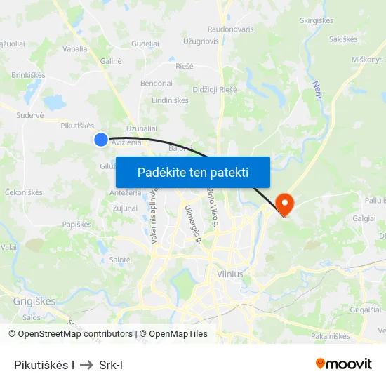 Pikutiškės I to Srk-I map