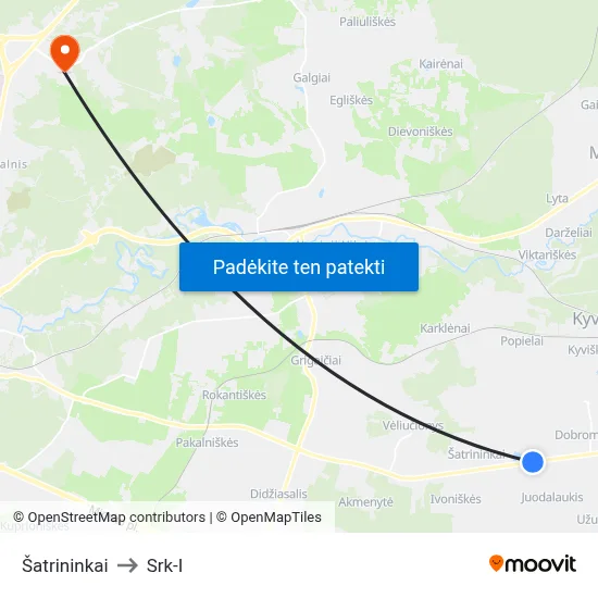 Šatrininkai to Srk-I map