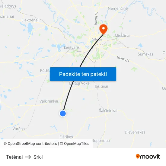 Tetėnai to Srk-I map